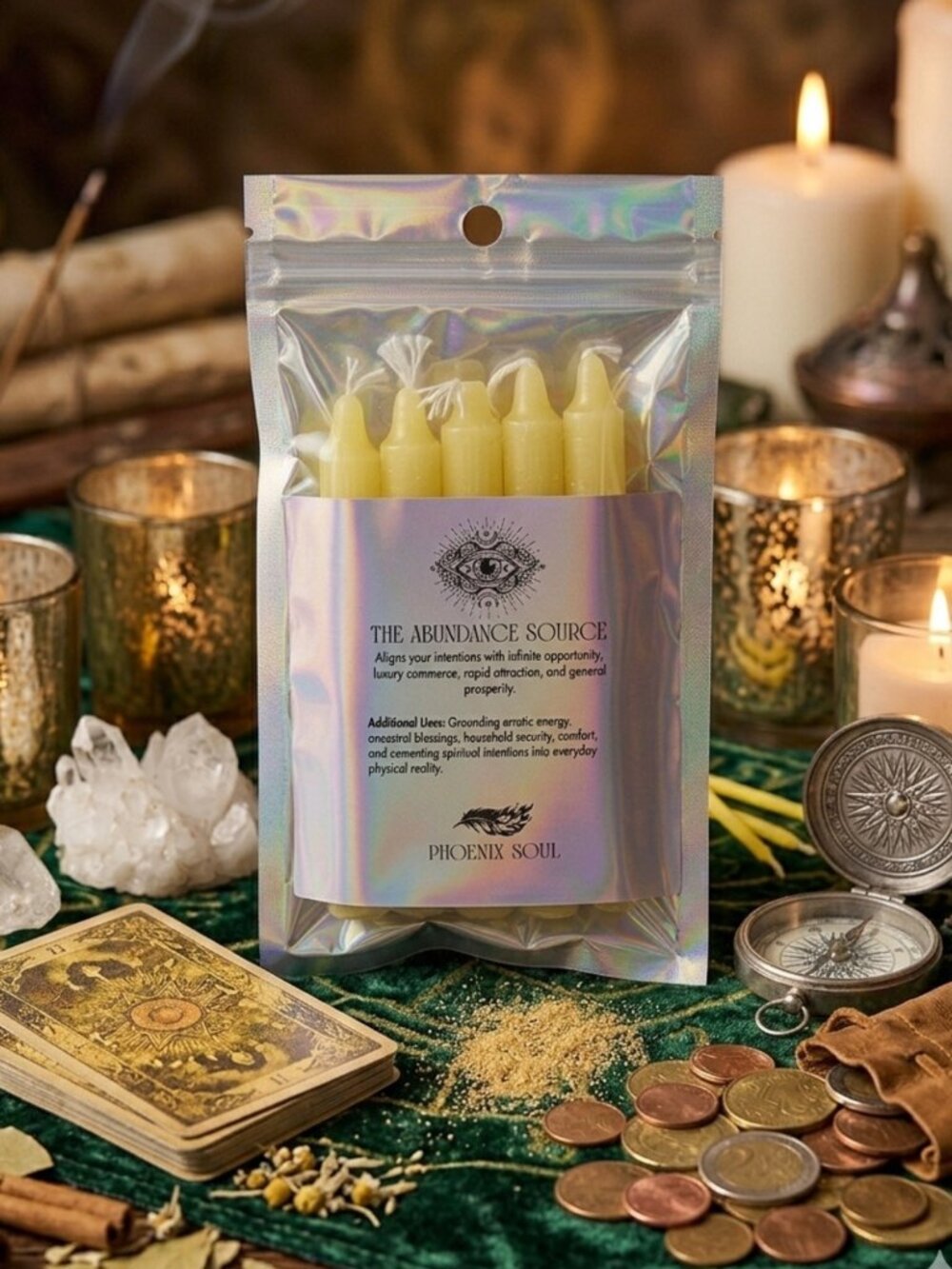 ABUNDANCE SOURCE White Spell Candles Ritual Chime Candle Altar Candle Finances